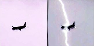 Κεραυνός χτυπά αεροσκάφος στον αέρα (Video)