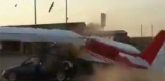 Τσετσενία: Μικρό αεροσκάφος συγκρούστηκε με ένα βαν! (βίντεο)