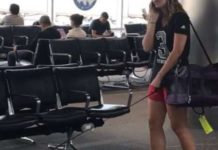 Άφησε τις ακαθαρσίες του σκύλου της σε αίθουσα αναμονής αεροδρομίου (vid)