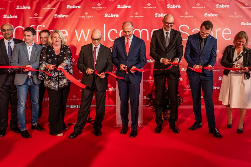 Ribbon cutting at new development center site