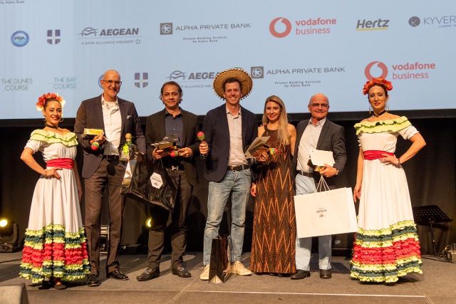 Winning team receiving their awards