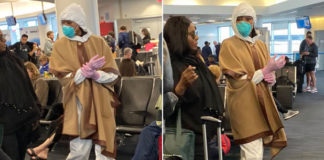 Στο αεροδρόμιο με φόρμα προστασίας από τον κοροναϊό η Ναόμι Κάμπελ