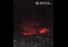 Οι φωτιές στην Αλεξανδρούπολη όπως φαίνονται από αεροπλάνο