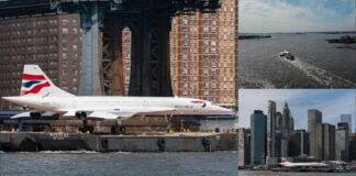 Μετέφεραν Concorde πάνω σε πλατφόρμα στον ποταμό Χάντσον, άφωνοι όλοι στο Μανχάταν