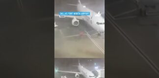 Iσχυροί άνεμοι στο Τέξας παρασέρνουν αεροπλάνο σταθμευμένο σε αεροδρόμιο