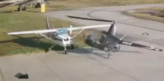 Ελικόπτερο εκτός ελέγχου…πέφτει σε αεροπλάνο