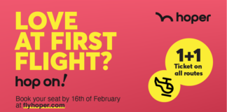 Love at first flight και 1+1 εισιτήριο δώρο με τη hoper!