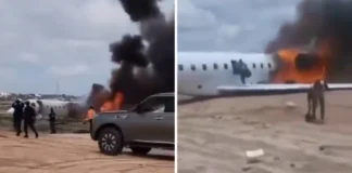 Ξέφυγε από διάδρομο και πήρε φωτιά το αεροπλάνο με τον υπουργό του Κονγκό